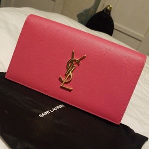 Saint Laurent Monogram Leather Clutch